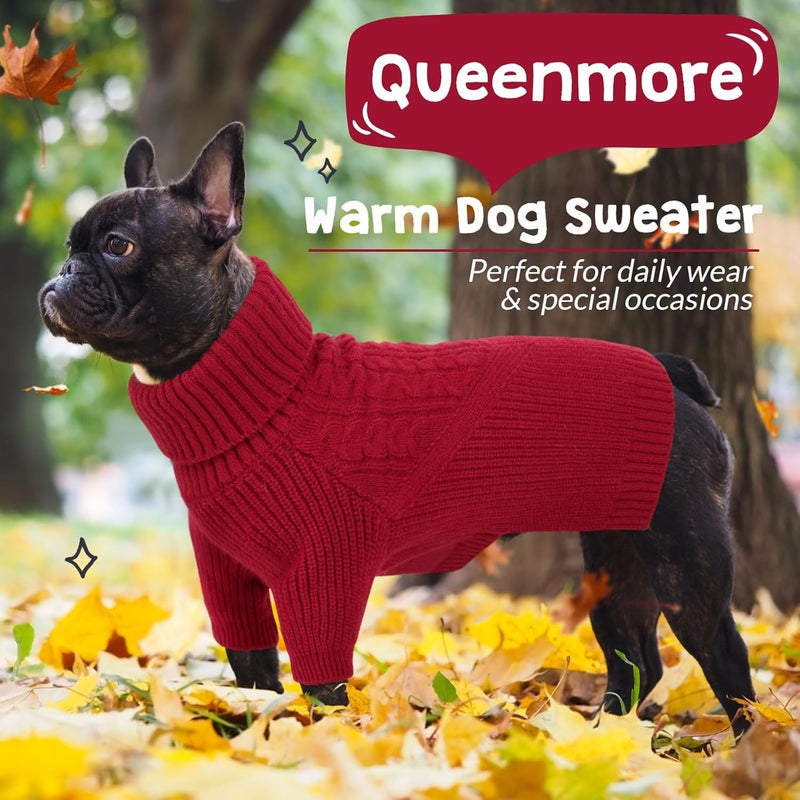 Queenmore Dog Sweater, Puppy Sweater for Small Dogs,Warm Winter Fall Dog Sweaters for Dog Girls Boys, Solid Turtleneck Knit Sweater for Large Medium Dogs,Long Sleeves Christmas Dog Sweater Red,XL - Image 5